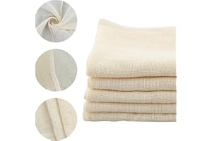 DNDGDLUA Lot de 5 tissus filtrants réutilisables, passoire en tissu mousseline pour cuisine, 50 x 50 cm, tissu pour fromage en coton, filtre en coton pour filtrer le lait d'amande, jus de fruits, smoothies
