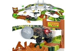 TONZE Pista Macchinine Dinosauri Giocattolo per Bambini 3 4 5 6 Anni con 8 Dinosauro Giocattolo Piste Cars Macchinine Giocattoli Gioco Dinosauri Giochi Educativi Regalo per Bambina Bambini 3 Anni(216 Pezzi)