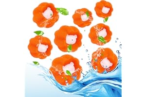 QEERINER Tierhaarentferner Waschmaschine, 8er-Packtierhaare Waschmaschine, Wiederverwendbare Fusselbälle Waschmaschine, Flusenfilter zum Entfernen von Tierhaaren, Hundehaaren, Flusen, Katzenhaaren. (Orange)