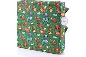 Zicac Portable Réhausseur Coussin de Siège Chaise Haute avec Boucle de Sécurité pour Repas Voyage de Bébé Bambin Enfant Tout-Petit Motif de Cartoon Animaux Coloré (Vert Foncé)