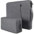 Dynotrek Zipper 17 17.3 Inch Laptop Sleeve with Charger Pouch Handle Computer Case Cover Slim Briefcase Water-Resistant Compatible for 17-18” Hp Lenovo Dell Asus Acer -Denim Grey