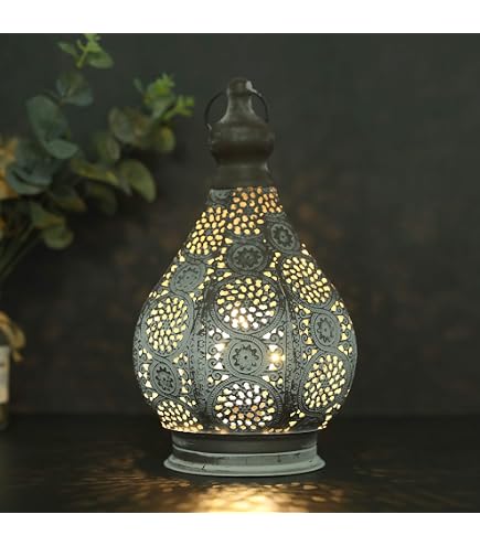 Marrakesch 2er Set Orientalische Tischlampen – 40 Cm Hohe Nachttischlampen Im Boho-Stil, Silber Metall Mit E27-Fassung
