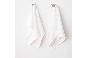 LinenMe Set mit 2 Geschirrtuch Leinen 100%, 33x50 cm Lara - Leinentuch mit Aufhänger - Geschirrtücher & Küchentücher in Milchweis - Hergestellt in Litauen