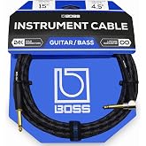 BOSS 15-fit (4.5m) Enstr&uuml;man Kablosu, D&uuml;z/A&ccedil;ılı &frac14; "Jack (BIC-15A)