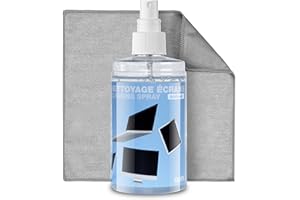 APM Spray Nettoyant Écran TV, PC, Smartphone, Tablette, Texture Gel Sans Alcool, Effet Antistatique, Anti-rayures, Anti-traces, Chiffon Microfibre Inclus, Nettoyage Sécurisé, 200ml, 600105