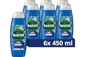 Radox Mineral Therapy Feel Awake 2-in-1 Body Wash Shower Gel Shampoo uniquely blended with herbs and a sea mineral & fennel fragrance for a refreshing experience 450 ml, Pack of 6