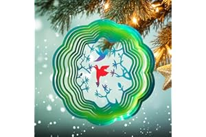 FONMY Wind Spinner Stainless Steel 3D Hanging Garden Decoration for Indoor Outdoor Gradient Blue Color Twins Hummingbird Metal Wind Spinners-12inch
