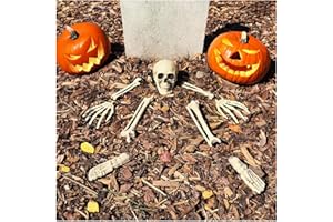 com-four® 9-teiliges Knochenset - Halloween Deko - menschliches Teil-Skelett in Einzelteilen - künstliche Knochen als anatomische Dekoration für Partys (9-teiliges Knochen-Set)