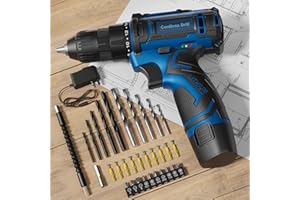 FAHEFANA Cordless Drill Set Blue, 12V Lightweight Electric Screwdriver Driver, Electric Power Drill with Battery & Charger, 3/8" Keyless Chuck, 42 Pcs Accessories, Tool Kit for Home DIY
