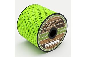 CORDAMARKET Cuerda Driza Poliéster Alta Tenacidad, Cuerda Náutica de Alta Resistencia para Náutica Camping y Decoración, Verde Flúor, 10 mm × 25 m