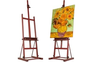 VISWIN Cavalletto con Telaio ad H Medio da 170 a 241 cm di Altezza, Cavalletto Artista Compatto con Vassoio, Cavalletto da Pavimento in Legno Massello di Faggio, per Principianti e Studenti d'Arte