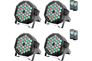4 Stücke LED Par Strahler, LUNSY 36 LED Bühnenlicht Partylicht RGB Discolicht mit DMX512 Fernbedienung, 1W Scheinwerfer mit 7 Beleuchtung Modi für Stage DJ Party Show Bar Halloween Weihnachten…