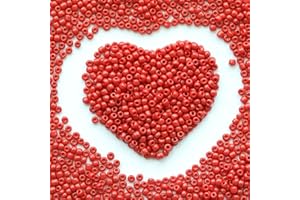 VOOMOLOVE Perline rosse da 4 mm, circa 1600 pezzi/110 grammi, in vetro 6/0 per realizzare orecchini, gioielli in vita, perline fai da te fatte a mano (rosso)