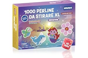 Smowo Grandi perline glitterate da 10 mm, 1000 pezzi, per bambini dai 3 anni in su, 7 colori colorati XL, set di perline creative