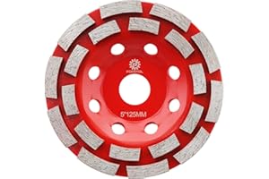 FOCSTOL Diamant Schleiftopf - 125mm x 22,23mm Doppelreihe Schleifscheibe für Beton Granit Marmor Mauerwerk Künstlicher Stein für Winkelschleifer