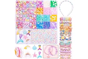 MiuCo Bracelet Making Kits for Girls, Jewellery Making Kit for Birthday Gifts for Girls Arts Craft Kits for Kids Age 5 6 7 8, Beads for Friendship Bracelet to Presents