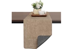 Chitomars Modern Tischläufer aus Kunstleder, Doppelseitigen rutschfest Hitzebeständig Abwaschbar Outdoor Tischläufer für Hochzeit Geburtstag Party Tischdeko(Grau Beige,30x140cm)
