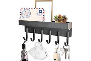 ATEWEITA porta chiavi da muro per casa, appendi chiavi a muro, Senza Perforazione con 6 Ganci per Stoccaggio delle Chiavi e Organizzazione in Cucina, Ingresso, Corridoio, Key Holder for wall, Nero