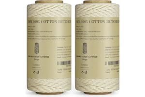 TJ.MOREE, confezione da 2 bobine di spago per macellai, 3 strati, 100 m/2 1 mm di spessore, per alimenti, in cotone, per cucinare carne, per cuocere salsicce e per decorazioni artigianali, bianco