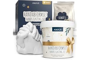 Amari® Kit d'empreintes de main pour couples et la famille (Floral) – Kit d'empreintes de plâtre mains – Cadeau de mariage, cadeau d'anniversaire, cadeau de couple