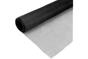 QWORK® Moskitiera zastępcza, siatka z włókna szklanego, 90 x 500 cm, utrzymująca cyrkulację świeżego powietrza, czarna, 18 oczek