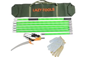 ARK MAT Manual Pole Saw Tree Pruner - Long Reach Pruning Saw with Scissor Head, 65Mn Steel Blade & Carry Bag - Lightweight Telescopic Tree Trimming Tool (7m Long)