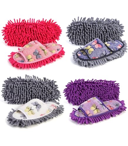 Venus Valink 1 Paar Wischmopp-Hausschuhe, faule Reinigung, Bodenreinigung, Staub, warm, langlebig, für Zuhause, Schlafzimmer, kreative schnelle Reinigung, Staub, Mikrofaser, weich tragbar, F