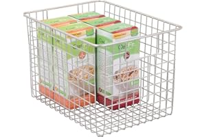 mDesign Uniwersalny kosz do przechowywania, kosz druciany z uchwytami, uniwersalne zastosowanie, matowy srebrny