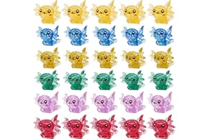 GW Box 36pcs Mini Resin Axolotl Glitter Miniature Axolotl Figurines Tiny Animal Figurines Shiny Cute Mini Axolotl Figures for DIY Crafts Fairy Landscape Garden Decor Aquarium Ornaments (6 Colors)