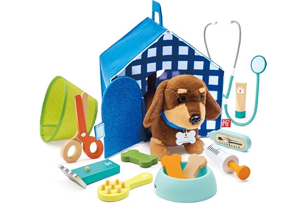 Hape Kit du Petit vétérinaire | Kit de Jouets en Bois pour Enfants | Clinique vétérinaire Portable