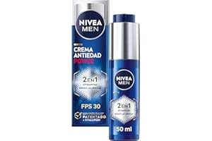 NIVEA MEN POWER Crema Hidratante 2 en 1 Antimanchas y Antiarrugas (1 x 50 ml), crema facial antiedad con protector FP30, proteccción solar con Luminous 630 y ácido hialurónico
