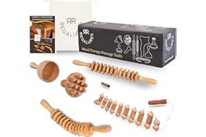REGALURES kit de maderoterapia abdomen corporal - 5 masajeadores - abdomen profesional - copa sueca maderoterapia - rodillo - tabla moldeadora maderoterapia - masajes linfatico con madera