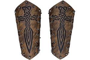 COSFAN 2 pezzi parabraccio in ecopelle, parabraccia per tiro con l'arco medievali, polsino vichingo, guardia del braccio per gli uomini, bracciali per polsini Knight Cosplay