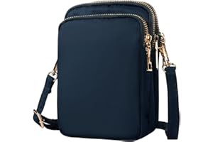 Lollanda Women Crossbody Phone Bags, Nylon Ladies Mobile Phone Bags with Adjustable Shoulder Strap, Mini 3 Layers Zipper Purse Wallet for Women and Ladies