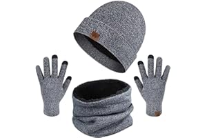 heekpek Bufanda Gorro Guantes para Hombre Invierno Regalos para Hombre Mujer Unisexo Set de Bufanda Conjunto de Guantes de Punto BufaSombrero de Invierno Gorras Con Bufanda