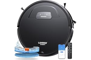 Laresar Clean Evol 3 Aspirateur Robot 4500Pa, Robot Aspirateur Laveur 3 en 1 Ultra Silencieux&Fin de 7,6cm, Alexa/WiFi/APP/Télécommande, Aspirateur Robot Laveur pour Tapis Sol Dur, Nettoyage Efficace