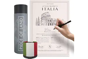 happylandgifts® Trozo de Terreno real - ITALIA | Un Obsequio especial para la familia y los amigos | Certificado personalizado de propietario del terreno | Regalos italianos | Roma