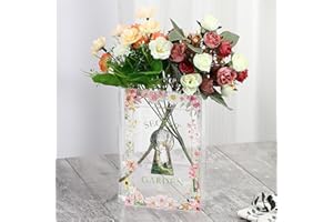 KRYSTHIA Acrylic Book Vase, Clear Book Vase for Flowers, Book Shaped Vases for Tulips, Unique Vases for Home Decor, Book Lover Gift for Office, Living Room, Bedroom, Bookshelf