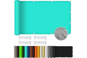 GOUBO Toldo Vela de Sombra Cuadrado 1.2 x 2.8 m Impermeable Toldo Vela Parasol con Cuerda Libre para Barandilla de Balcón, Azul Cielo