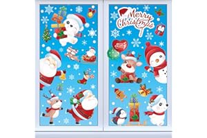 RnCop Christmas Window Stickers, 9 Sheets Double Sides Reusable Christmas Window Clings - Colorful
