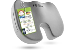feela.® ortopedyczna poduszka do siedzenia premium (3 stopnie twardości) – ergonomiczna poduszka na krzesło biurowe i inne, zmniejsza ból, poprawia komfort siedzenia, wspomaga ukrwienie oraz odciąża kość ogonową (twardość: miękka)
