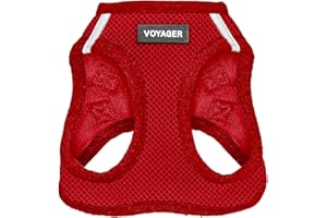 BEST PET SUPPLIES Voyager Step-In Air Dog Harness - All Weather Mesh Step in Vest Harness for Small and Medium Dogs - Red (Matching Trim), L