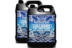 Dirtbusters Nettoyant Désodorisant Professionnel Concentré 3 en 1 pour Tapis/Tissus - Neutraliseur d’Odeur, Parfum Baies Rouges, Shampoing Idéal des Machines Lavant par Extraction, Lot de 2 x 5 Litres