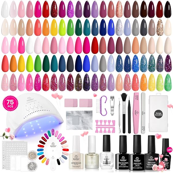 BLUESKY Gel-Nagellack Starter-Set – Mit 6W UV/LED Lampe, Unterlack, Decklack, Rot
