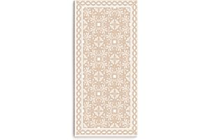 DobleUve Estudio Alfombra Vinílica Hidráulica Adana | Color Beige | 65x240 cm | Alfombra Cocina Lavable Antideslizante | Alfombra Vinilica | Suelo Vinílico | Alfombra Vinilo Salón