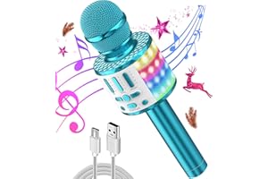 MICQUTR Karaoke Wireless Microphone, 5 in 1 Bluetooth Microphone with Dancing LED Lights, Portable Singing Mic Karaoke Machine Speaker, Home KTV Karaoke Player for Kids Adults Party Support Android iOS Device