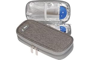 OVAKIA Small Insulin Cooler Travel Case, Medicine Bag Organizer Storage Keep Cooling Wallet for Travelling with 2 Ice Pack (Grey)
