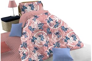 HERMET Stitch Disney, Trapunta Piumone Invernale Singolo, 1 Piazza, Rosa, In Cotone, Marvel, Cm.170x260, Letto Cameretta