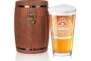 LIGHTEN LIFE Grandad Gifts,Beer Glass in Barrel Box,Premium Grandad Birthday Gifts from Grandchildren,450ml