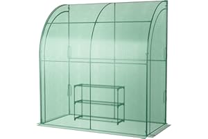 HOMASIS Gewächshaus 198,5 x 98 x 215 cm, Gartengewächshaus mit 3-stufigem Blumenregal aus Metall, Foliengewächshaus im Winter, wasserdichte Abdeckung mit aufrollbarer Tür für Blumen, Gemüse, Grün